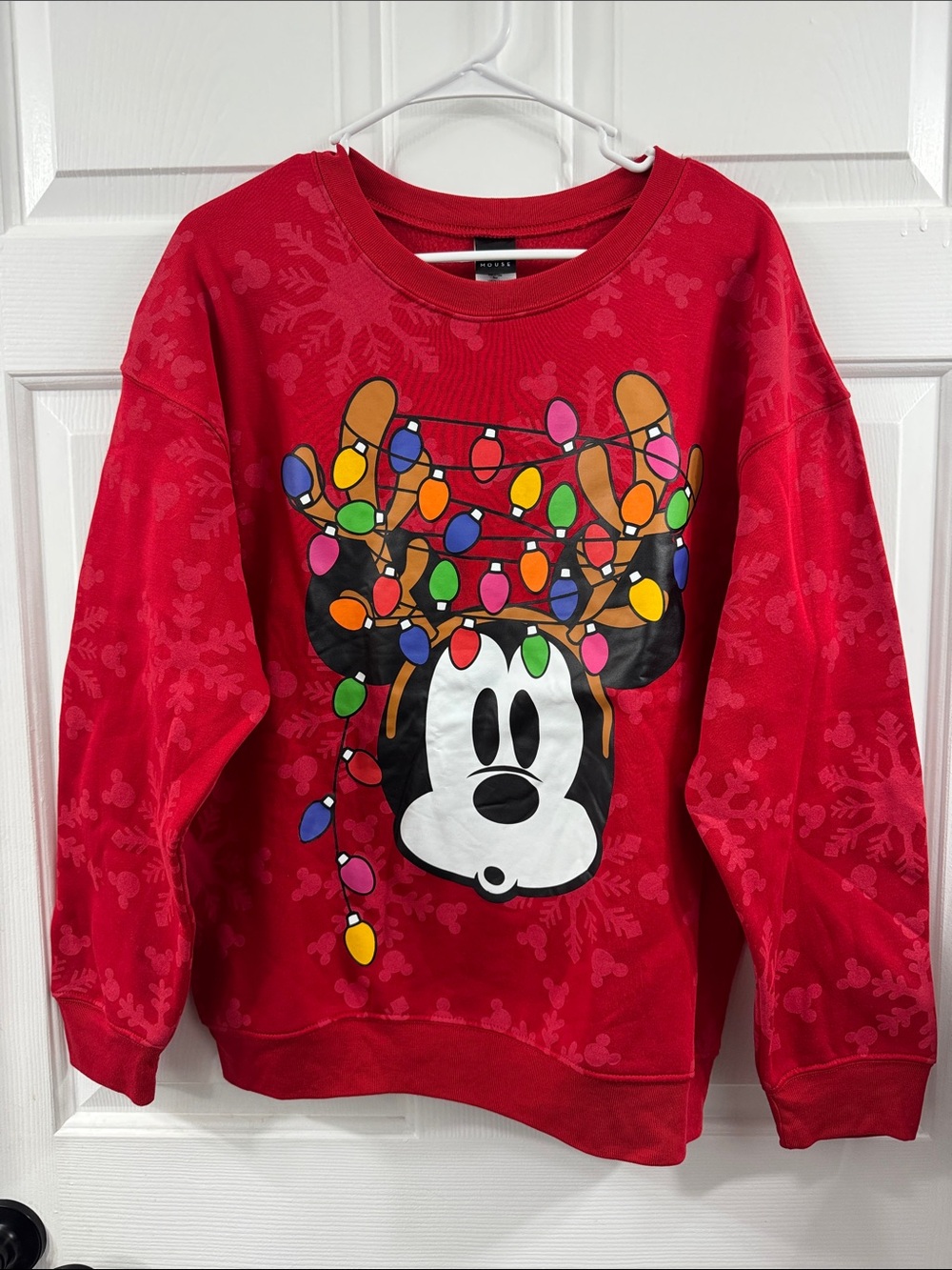 Disney Red Mickey Mouse Christmas Lights Sweatshirt
